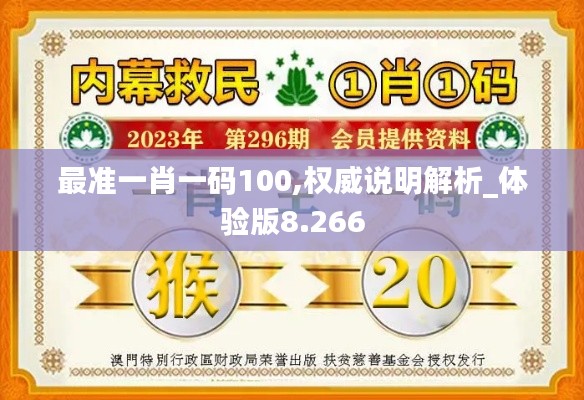 最准一肖一码100,权威说明解析_体验版8.266