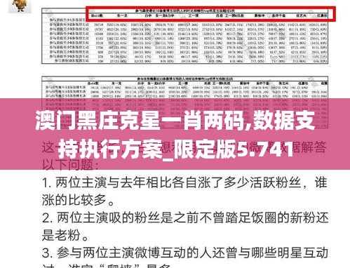 澳门黑庄克星一肖两码,数据支持执行方案_限定版5.741