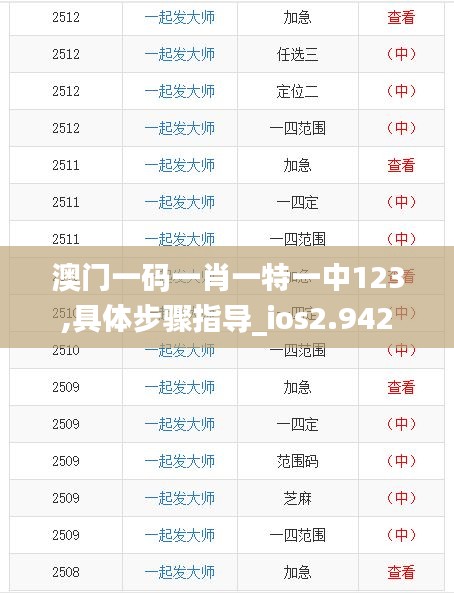 澳门一码一肖一特一中123,具体步骤指导_ios2.942