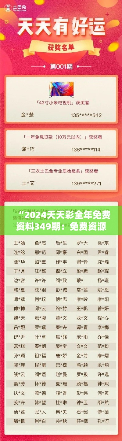 “2024天天彩全年免费资料349期：免费资源的巨大价值”