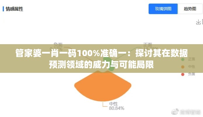 管家婆一肖一码100%准确一：探讨其在数据预测领域的威力与可能局限