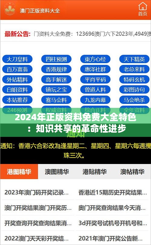 2024年正版资料免费大全特色：知识共享的革命性进步