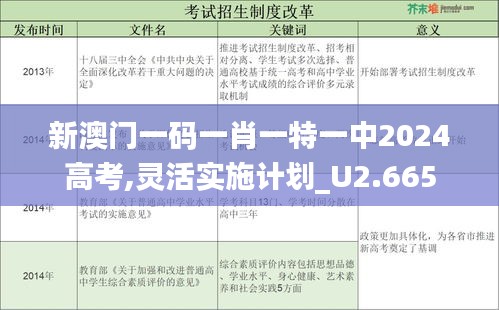 新澳门一码一肖一特一中2024高考,灵活实施计划_U2.665