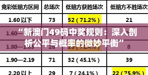 “新澳门49码中奖规则：深入剖析公平与概率的微妙平衡”